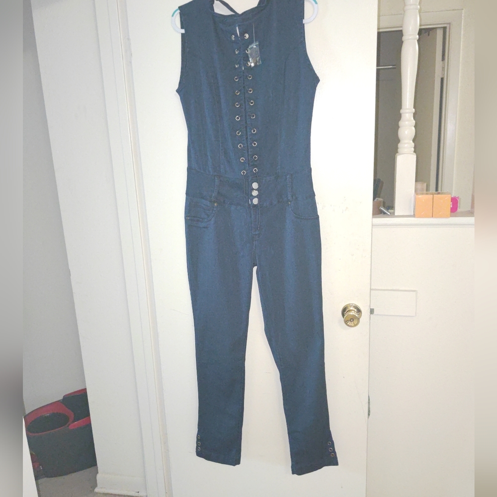 Mitzi Michel Size 17 Dark Blue Denim Jumpsuit